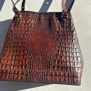 Brown Leather Croc BRAHMIN Shoulder Bag